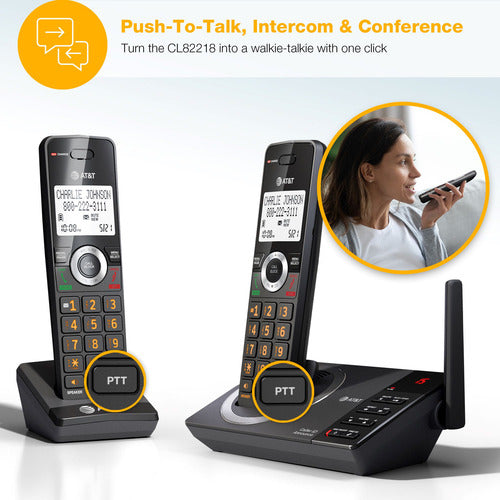 Teléfono Inalámbrico At&t Cl82218 2 Auriculares Contestadora Negro