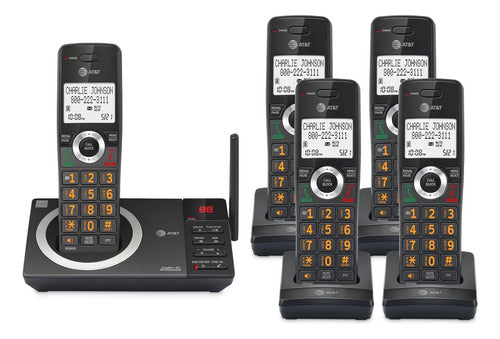 Teléfono Inalámbrico At&t Cl82518 5 Auriculares Contestadora Negro