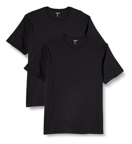 Playera Amazon Essentials 2 Pack Negra/blanca Cuello Redondo Negro Lisa Ch Lisa