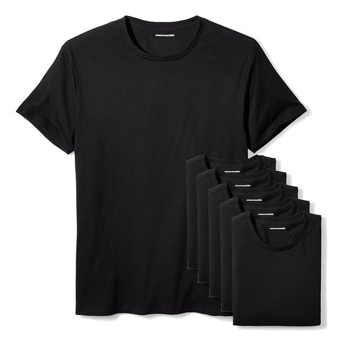 Playera Negra Cuello Redondo Hombre 6 Pack Amazon Essentials Ch Lisa Negro
