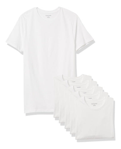 Playera Negra Cuello Redondo Hombre 6 Pack Amazon Essentials Xg Lisa Blanco