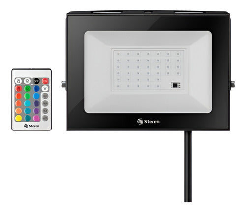 Reflector Steren 50w Modelo Lam-855 Con Rgb - Negro - Rgb