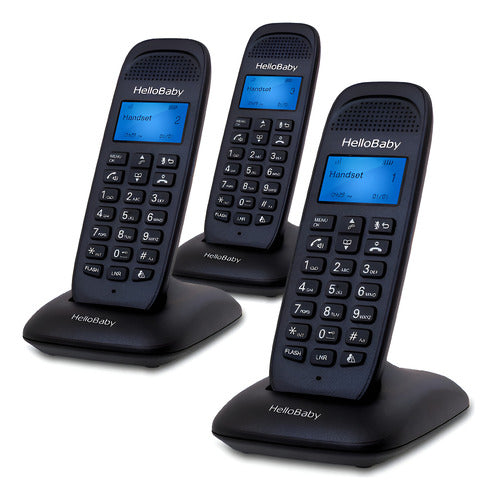 Teléfono Inalámbrico Hello Baby Modelo Hb1688-3 - Negro