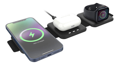 Cargador 3 En 1 Mycharge Magsafe iPhone Watch AirPods - Negro