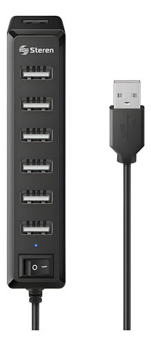 Hub Usb Steren Usb-537 7 Puertos 55 Cm Negro