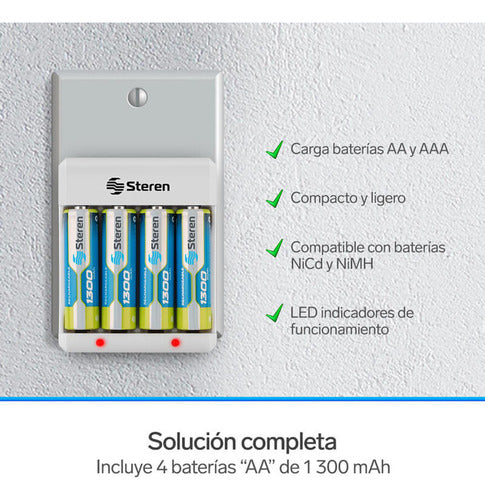 Cargador Steren Crg-015 4 Puertos Aa Aaa Ni-mh