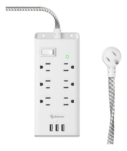Multicontacto Steren 905-455 Blanco 3 Usb 1.625 Kw