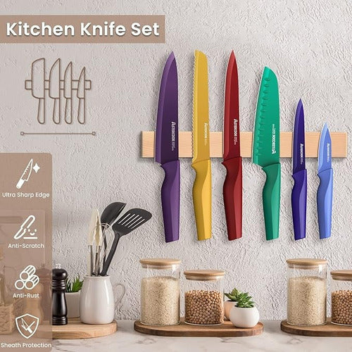 Juego De Cuchillos Astercook 12 Piezas Modelo A60.k12087p Amarillo