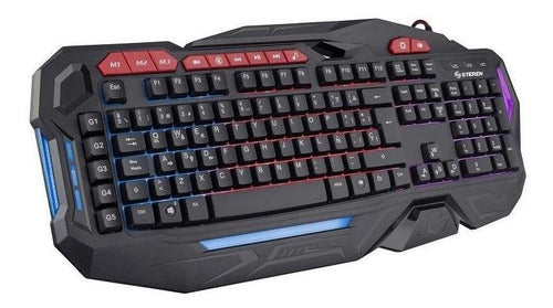 Teclado Steren Com-6490 Negro Retroiluminado 3 Colores Español Latinoamérica