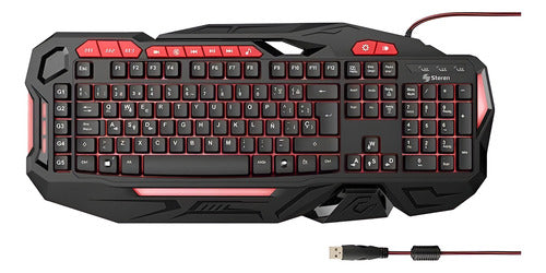 Teclado Steren Com-6490 Negro Retroiluminado 3 Colores Español Latinoamérica