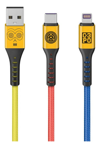 Cable 2 En 1 Star Wars De 1 M Modelo C3po Usb C Y Lighthing Amarillo
