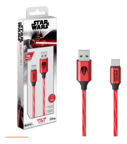 Steren Usb-3966/sw Cable Usb A Usb C Con Luz Led Star Warstm Verde
