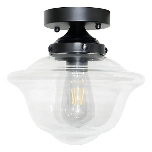 Lampara Techo Comedor Vidrio Estilo Industrial Negro Mate