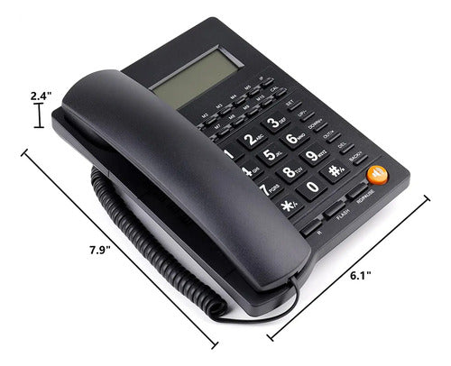 Telefono Fijo Con Identificador, Altavoz, Memorias Y Calc Negro