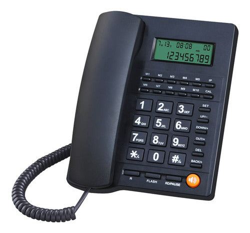 Telefono Fijo Con Identificador, Altavoz, Memorias Y Calc Negro