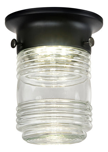 Lámpara De Techo Led Estilo Tarro Vidrio Transparente Negro