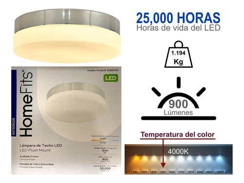 Lampara De Techo Led Plafon Luz Calida 3000k 15w Color Cromo