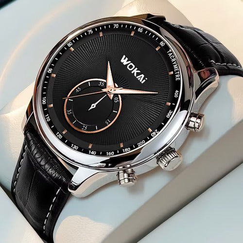 Reloj De Manecillas Wokai Negro Para Caballero Hombre Plateado
