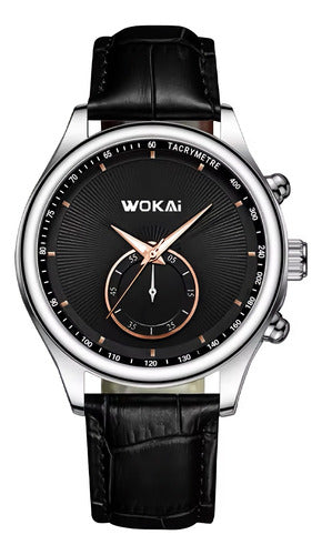 Reloj De Manecillas Wokai Negro Para Caballero Hombre Plateado