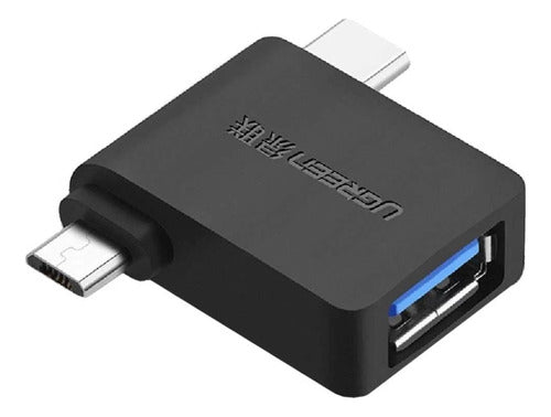 Adptador Compacto 2 En 1 Usb 3.0 A Micro Usb + Usb-c Ugreen Negro