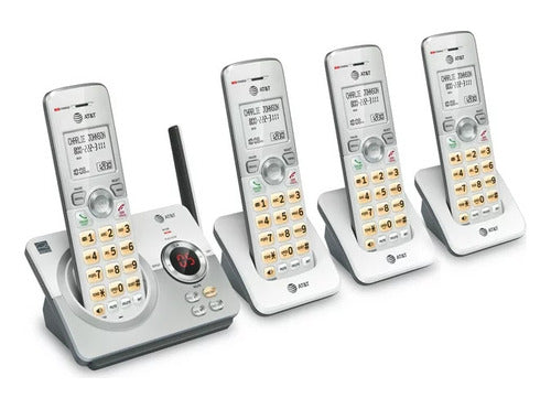 Juego De 4 Telefonos Inalambricos At&t Con Contestadora 2429 Plateado