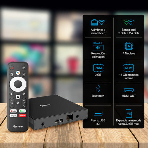 Steren Intv-1000 Android Tv Box 4k Negro Si