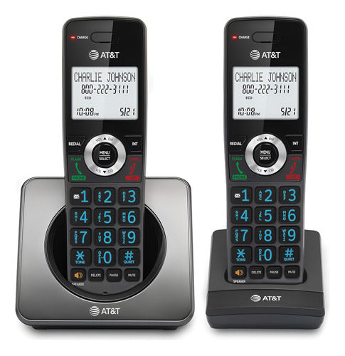 2 Telefonos Inalambricos At&t Gl2101-2 Bloqueo Y Color Negro