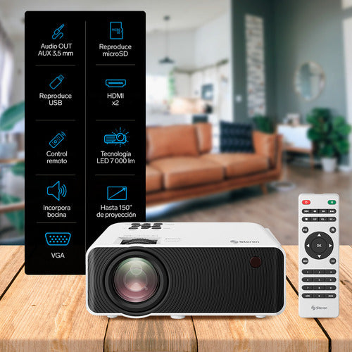 Proyector Steren Pro-300 7000lm 1280x720 Blanco