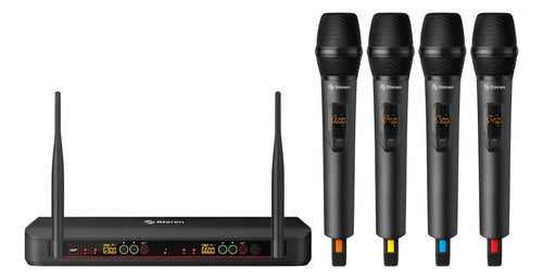 Sistema De 4 Micrófonos Inalámbricos Uhf Con Selector Automá
