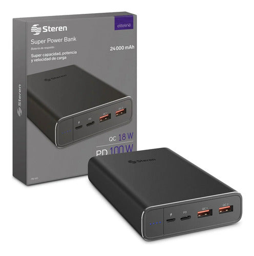 Power Bank  24,000 Mah Pd 100 W / Qc 18 W Steren Pb-100