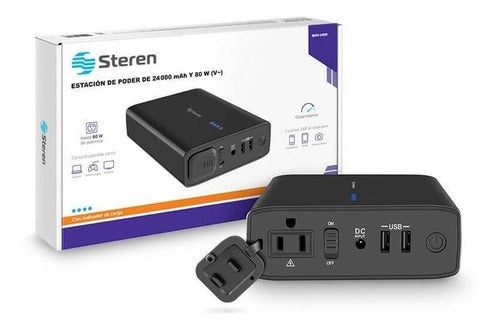 Cargador Steren Mov-2400 Negro 2 Usb Y 1 Ac 80w