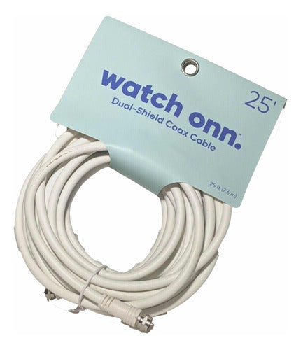 Cable Coaxial Onn Rg6 Dual Shield 7.6m Con Conectores F