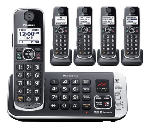 Juego De 5 Teléfonos Panasonic Con Contestadora Y Bluetooth