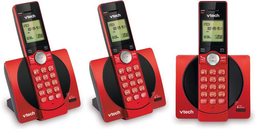 Juego De 3 Teléfonos Inalámbricos Vtech Rojo