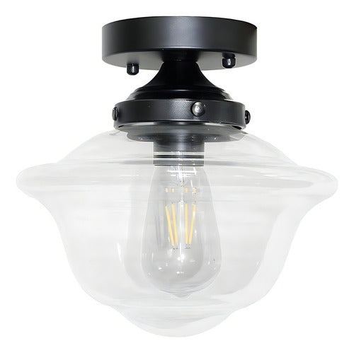 Lampara Techo Comedor Vidrio Estilo Industrial Negro Mate