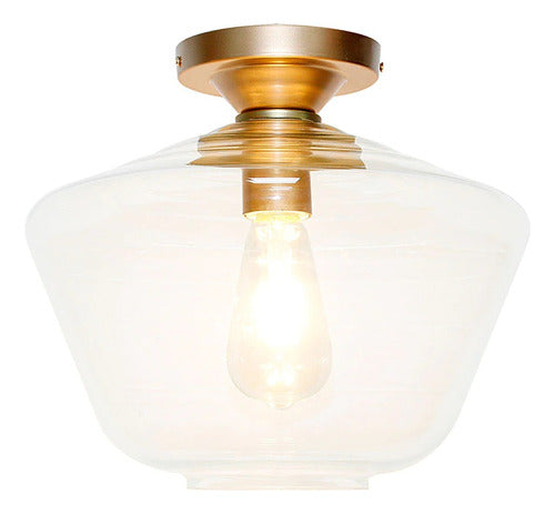 Lampara Con Pantalla De Vidrio Transparente Dorado Homefits