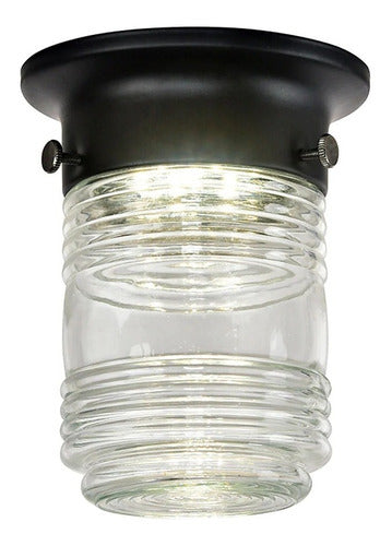 Lámpara De Techo Led Estilo Tarro Vidrio Transparente Negro