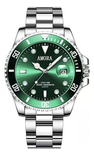 Reloj Amora Hombre Caballero Elegante Con Fechador Verde