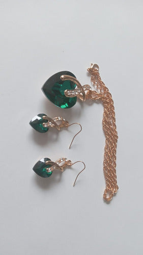 Juego De Aretes , Cadena Y Pulsera Acero Inoxidable