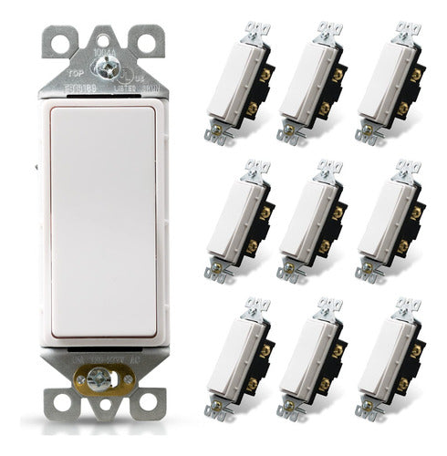 Interruptor Apagador De Luz Decora 1 Polo Blanco Paquete 10