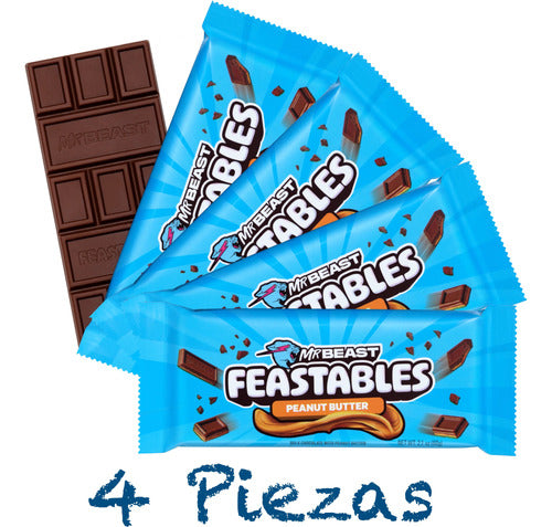 Mr Beast Chocolate Feastables 60g Peanut Butter 4 Piezas