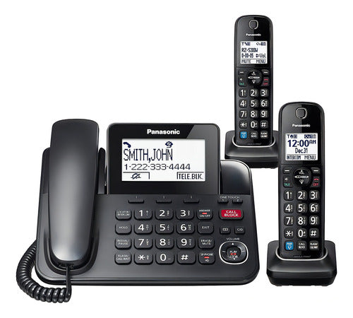 Telefono Inalambrico Triple Panasonic Bluetooth Premium Color Negro