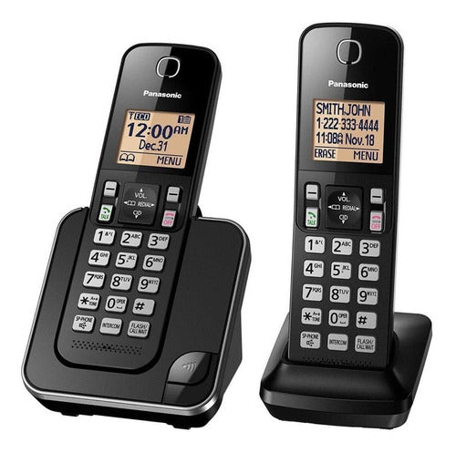 Juego De 2 Teléfonos Panasonic Kx-tgc352 Inalámbricos Negros
