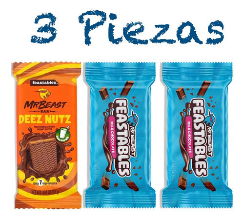 Feastables Original Chocolates De Mr Beast Pack De 3 Piezas!
