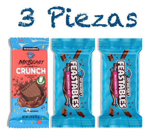 Feastables Original Chocolates De Mr Beast Pack De 3 Piezas!