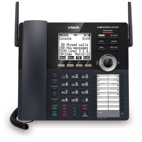Vtech Am18447 - Consola Principal Expandible De 4 Líneas, Sistema De Teléfono De Oficina Para Pequeñas Empresas Con Cont