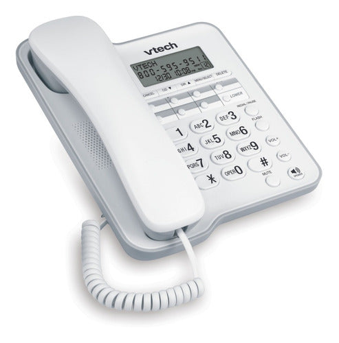Teléfono Fijo Vtech Blanco Identificador Y Altavoz Cd1153