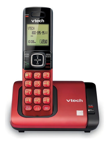 Teléfono Vtech Cs6719 Inalámbrico - Color Negro/rojo
